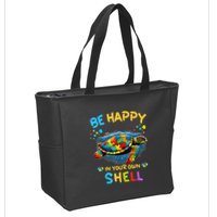 Be Happy In Your Own Shell Autism Awareness Turtle Zip Tote Bag