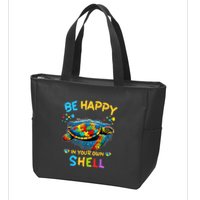 Be Happy In Your Own Shell Autism Awareness Turtle Zip Tote Bag