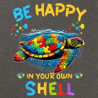 Be Happy In Your Own Shell Autism Awareness Turtle Cotton Canvas Backpack