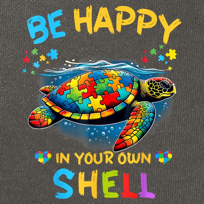 Be Happy In Your Own Shell Autism Awareness Turtle Cotton Canvas Backpack