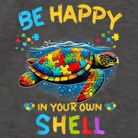 Be Happy In Your Own Shell Autism Awareness Turtle Vector Backpack