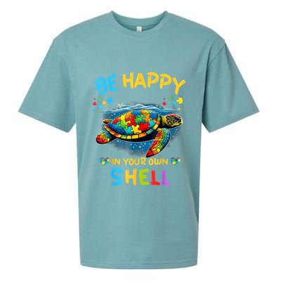 Be Happy In Your Own Shell Autism Awareness Turtle Sueded Cloud Jersey T-Shirt