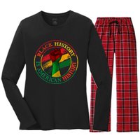 Black History Is American History African American Gifts Women's Long Sleeve Flannel Pajama Set 