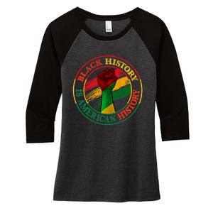 Black History Is American History African American Gifts Women's Tri-Blend 3/4-Sleeve Raglan Shirt