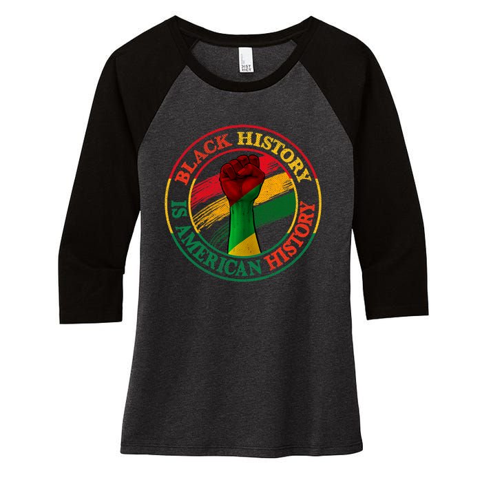 Black History Is American History African American Gifts Women's Tri-Blend 3/4-Sleeve Raglan Shirt