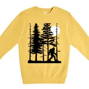 Bigfoot Hiding In Forest For Sasquatch Believers Gift Premium Crewneck Sweatshirt