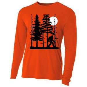 Bigfoot Hiding In Forest For Sasquatch Believers Gift Cooling Performance Long Sleeve Crew