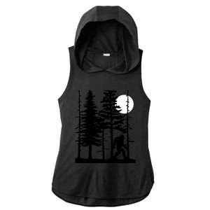 Bigfoot Hiding In Forest For Sasquatch Believers Gift Ladies PosiCharge Tri-Blend Wicking Draft Hoodie Tank