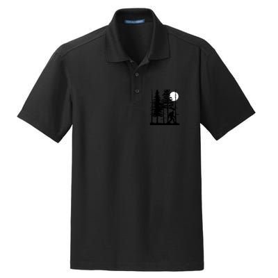 Bigfoot Hiding In Forest For Sasquatch Believers Gift Dry Zone Grid Polo