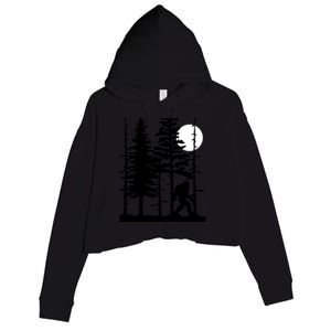 Bigfoot Hiding In Forest For Sasquatch Believers Gift Crop Fleece Hoodie