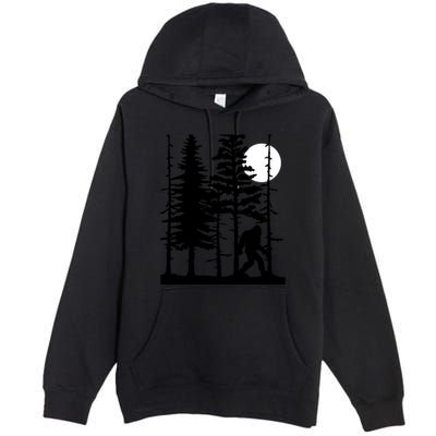Bigfoot Hiding In Forest For Sasquatch Believers Gift Premium Pullover Hoodie