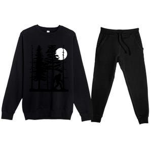 Bigfoot Hiding In Forest For Sasquatch Believers Gift Premium Crewneck Sweatsuit Set