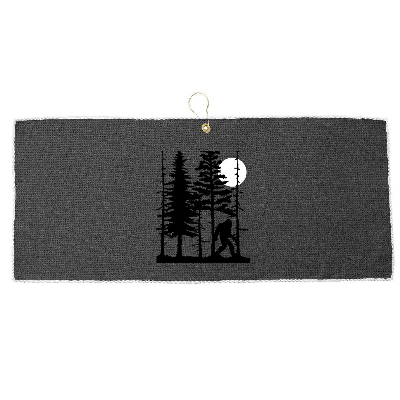 Bigfoot Hiding In Forest For Sasquatch Believers Gift Large Microfiber Waffle Golf Towel