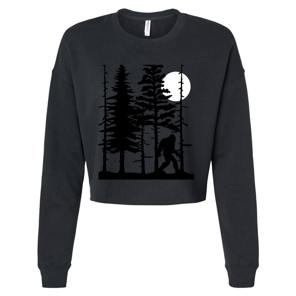 Bigfoot Hiding In Forest For Sasquatch Believers Gift Cropped Pullover Crew