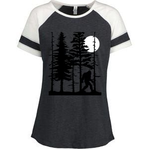 Bigfoot Hiding In Forest For Sasquatch Believers Gift Enza Ladies Jersey Colorblock Tee