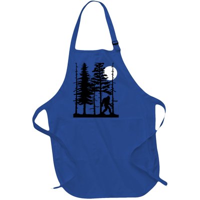 Bigfoot Hiding In Forest For Sasquatch Believers Gift Full-Length Apron With Pockets