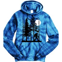 Bigfoot Hiding In Forest For Sasquatch Believers Gift Tie Dye Hoodie