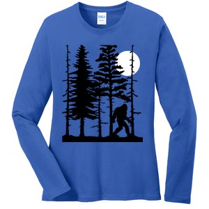 Bigfoot Hiding In Forest For Sasquatch Believers Gift Ladies Long Sleeve Shirt