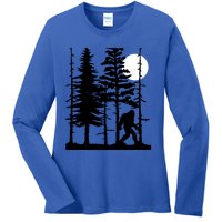 Bigfoot Hiding In Forest For Sasquatch Believers Gift Ladies Long Sleeve Shirt