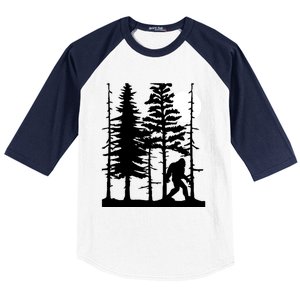 Bigfoot Hiding In Forest For Sasquatch Believers Gift Baseball Sleeve Shirt