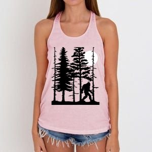 Bigfoot Hiding In Forest For Sasquatch Believers Gift Women's Knotted Racerback Tank