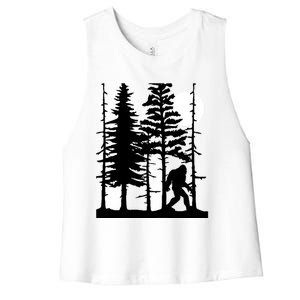 Bigfoot Hiding In Forest For Sasquatch Believers Gift Women's Racerback Cropped Tank