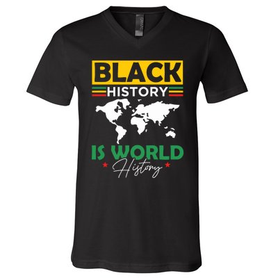 Black History Is World History V-Neck T-Shirt