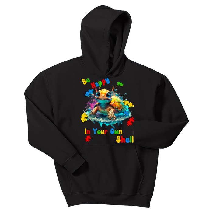 Be Happy In Your Own Shell Autism Awareness Turtle Kids Hoodie