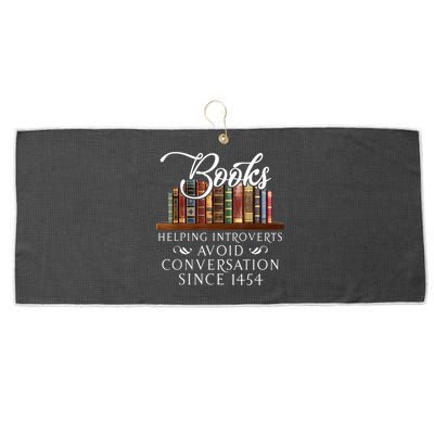 Books Helping Introverts Avoid Conversation Since 1454 Large Microfiber Waffle Golf Towel