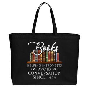 Books Helping Introverts Avoid Conversation Since 1454 Cotton Canvas Jumbo Tote