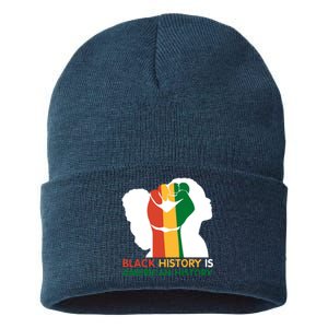 Black History Is American History Pride Fist Sustainable Knit Beanie