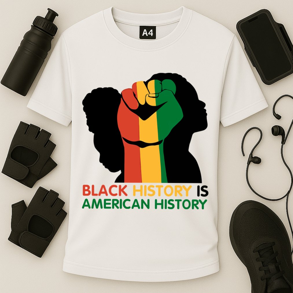 Black History Is American History Pride Fist Cooling Performance Crew T-Shirt