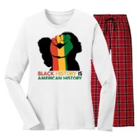 Black History Is American History Pride Fist Women's Long Sleeve Flannel Pajama Set 