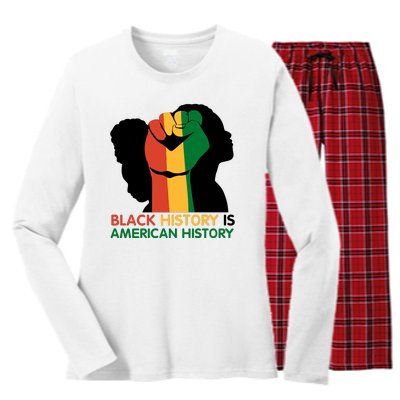 Black History Is American History Pride Fist Women's Long Sleeve Flannel Pajama Set 