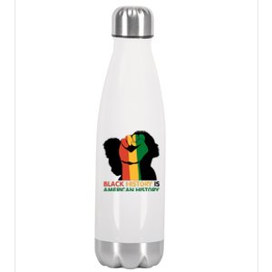 Black History Is American History Pride Fist Stainless Steel Insulated Water Bottle