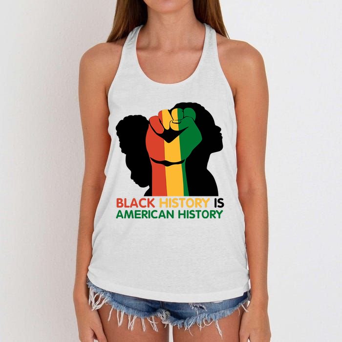 Black History Is American History Pride Fist Women's Knotted Racerback Tank