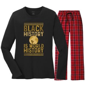 Black History Is World History Black History Month Women's Long Sleeve Flannel Pajama Set 