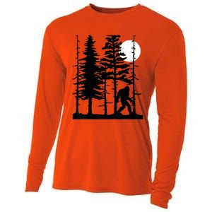 Bigfoot Hiding In Forest For Sasquatch Believers Cooling Performance Long Sleeve Crew