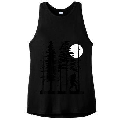 Bigfoot Hiding In Forest For Sasquatch Believers Ladies PosiCharge Tri-Blend Wicking Tank