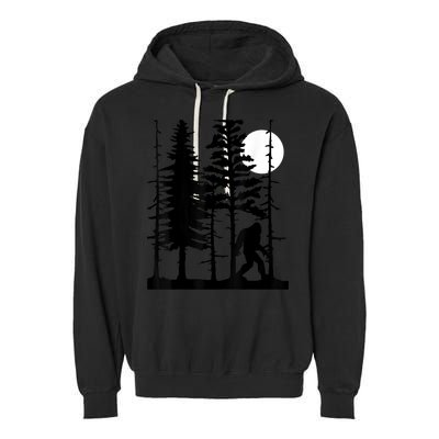 Bigfoot Hiding In Forest For Sasquatch Believers Garment-Dyed Fleece Hoodie