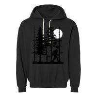 Bigfoot Hiding In Forest For Sasquatch Believers Garment-Dyed Fleece Hoodie