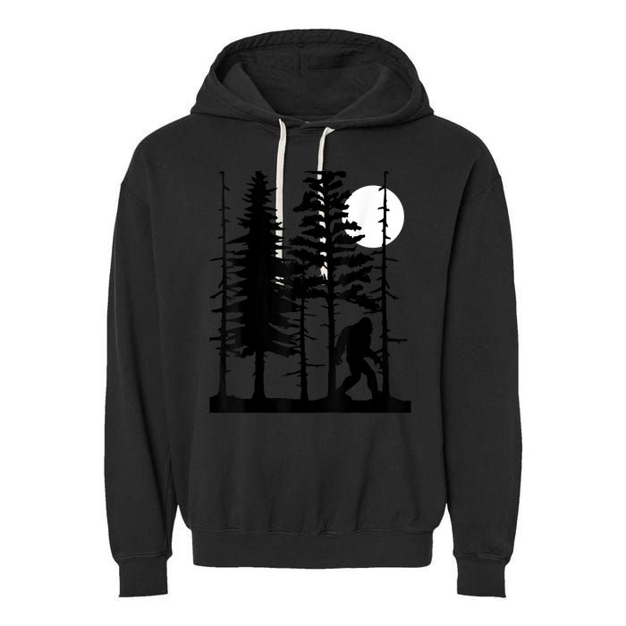 Bigfoot Hiding In Forest For Sasquatch Believers Garment-Dyed Fleece Hoodie