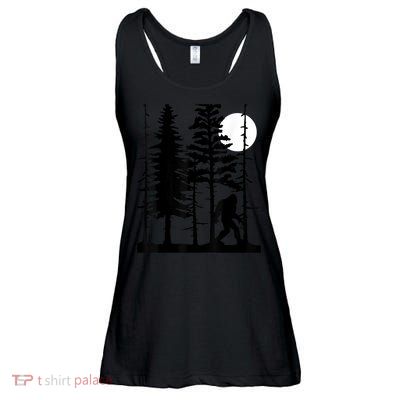 Bigfoot Hiding In Forest For Sasquatch Believers Ladies Essential Flowy Tank