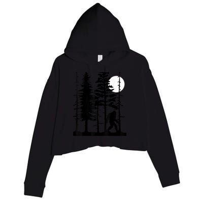 Bigfoot Hiding In Forest For Sasquatch Believers Crop Fleece Hoodie