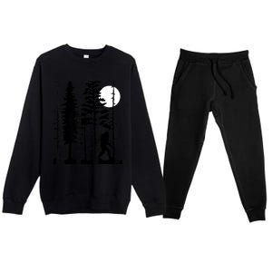 Bigfoot Hiding In Forest For Sasquatch Believers Premium Crewneck Sweatsuit Set