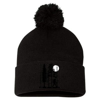 Bigfoot Hiding In Forest For Sasquatch Believers Pom Pom 12in Knit Beanie