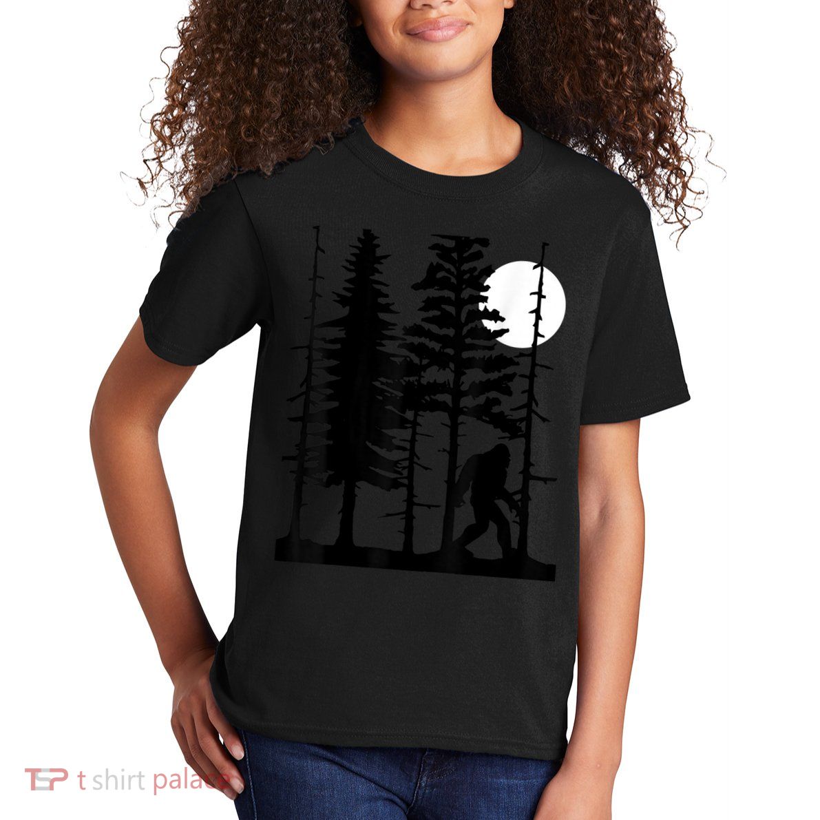 Bigfoot Hiding In Forest For Sasquatch Believers Kids T-Shirt