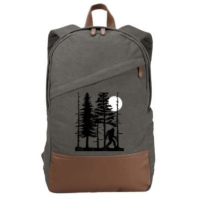 Bigfoot Hiding In Forest For Sasquatch Believers Cotton Canvas Backpack