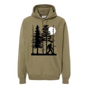 Bigfoot Hiding In Forest For Sasquatch Believers Premium Hoodie