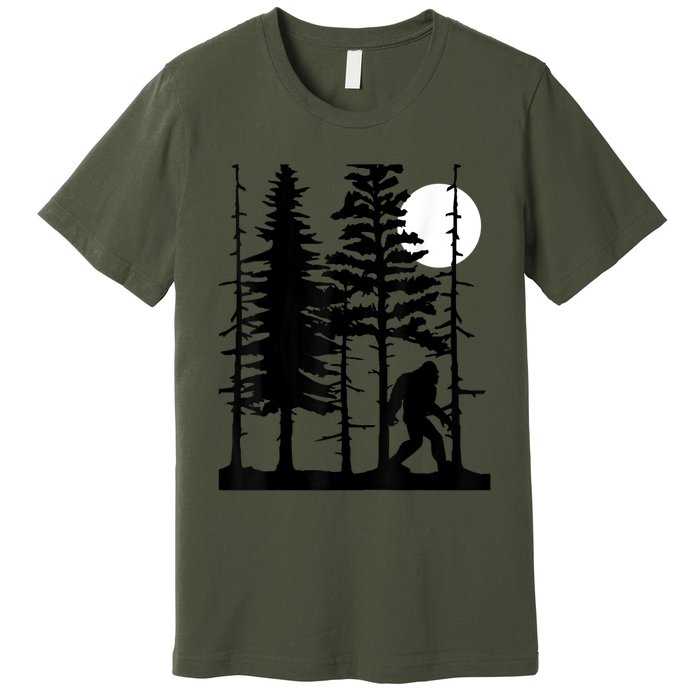 Bigfoot Hiding In Forest For Sasquatch Believers Premium T-Shirt